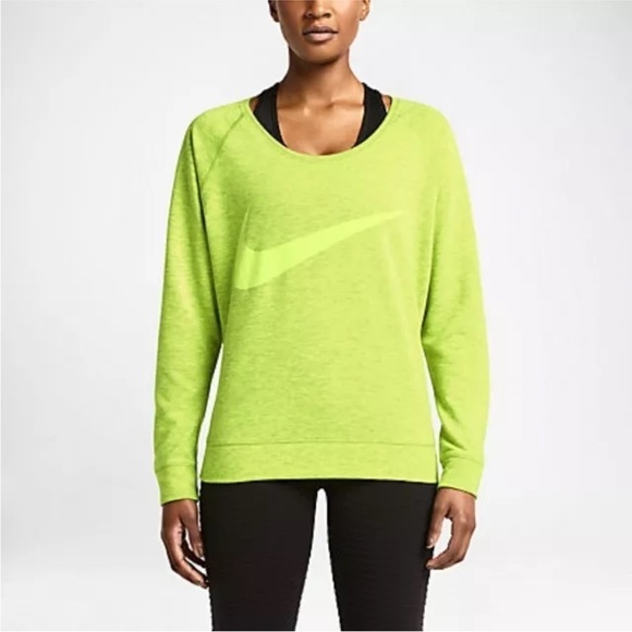 Nike Woman’s Epic GRX Obsessed Crew Neon Green Size Large EUC - Picture 12 of 12